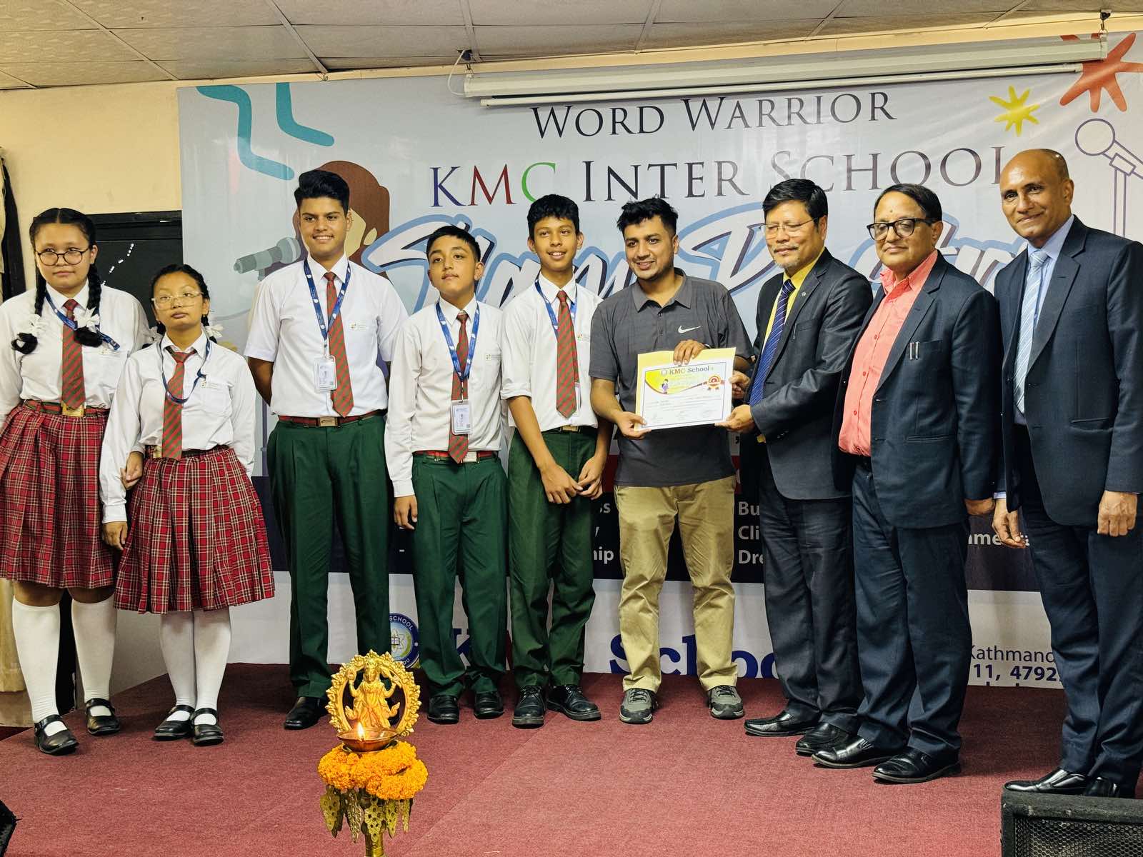 Euro School Chhauni won 1st position in the slam poetry (group category) at the Inter School Word Warrior Slam Poetry Competition 2081
