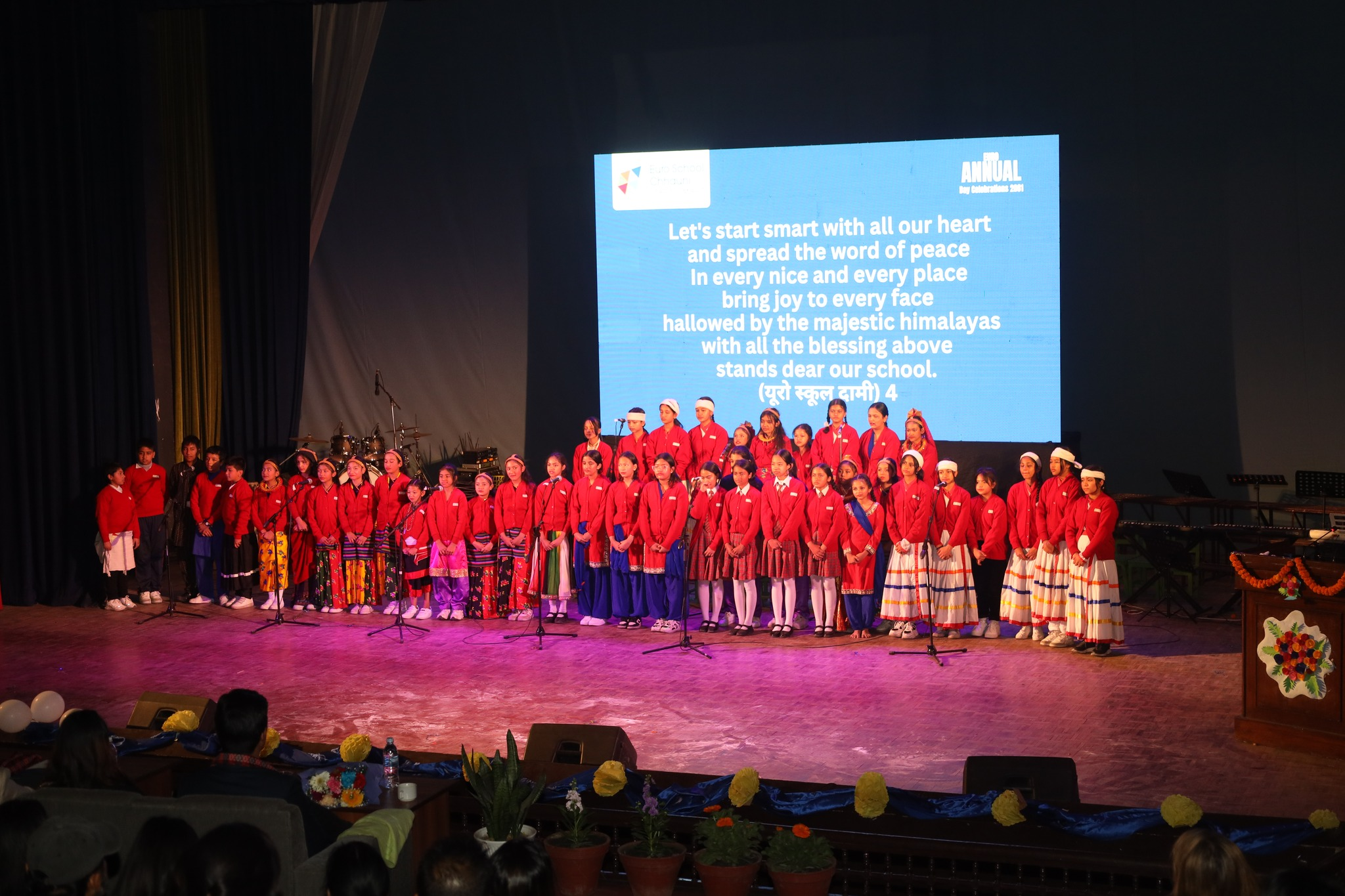 School Song during Euro Annual Day Celebrations 2081!