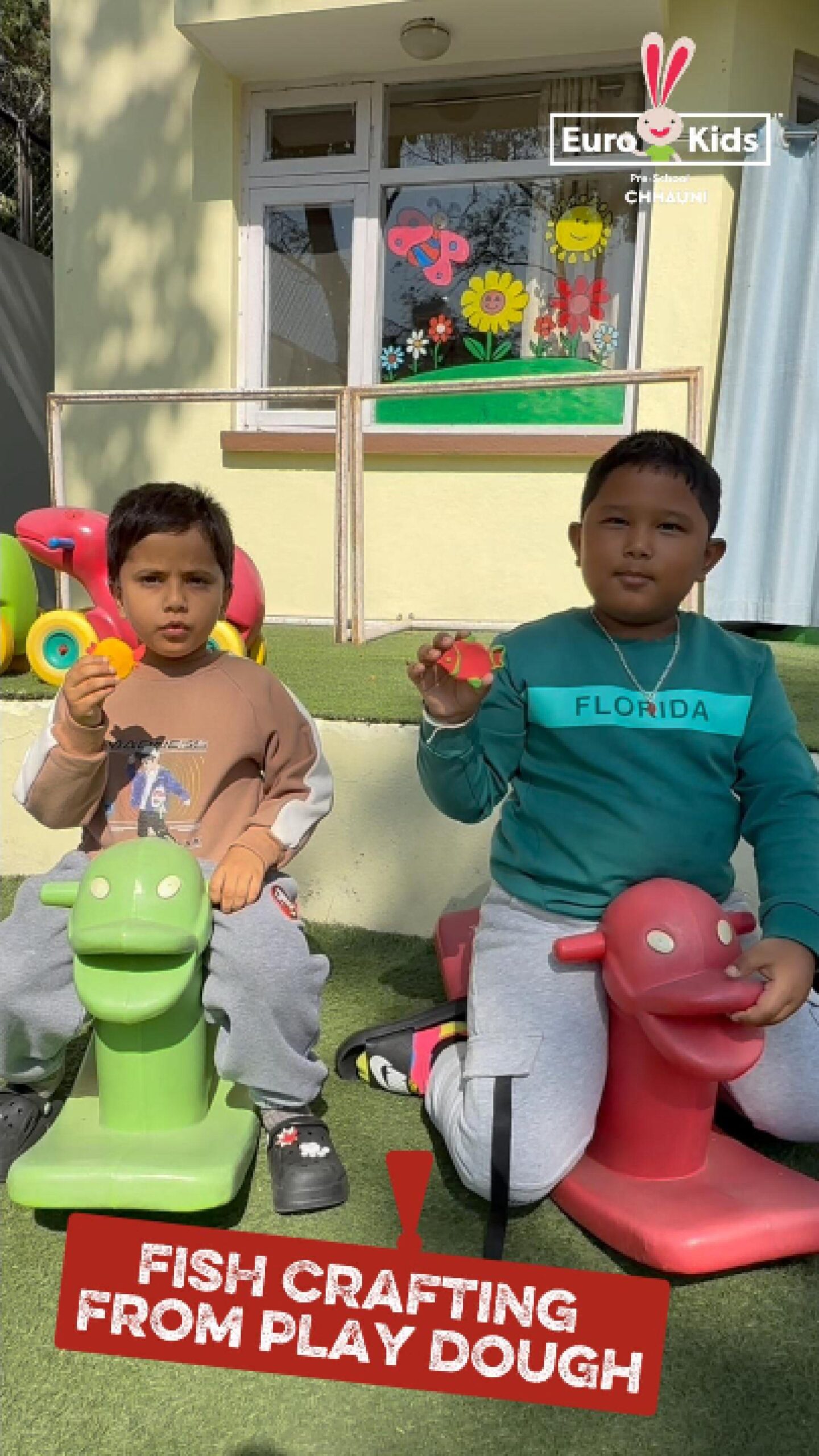 Our little EuroKids at Chhauni crafted their own colorful fish from play dough